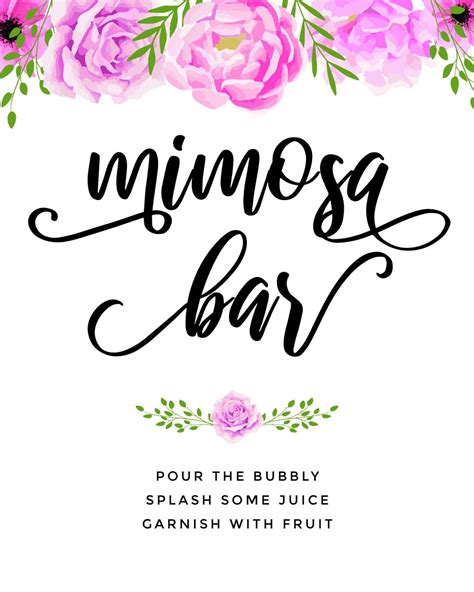 Free Printable Mimosa Bar Sign Template Free